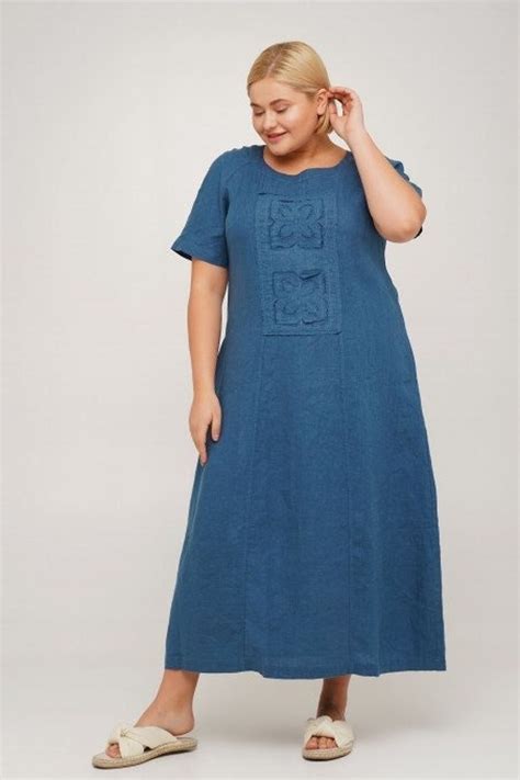 Blue Plus Size Linen Dresses for Women, Summer Linen Dress, Blue Linen ...