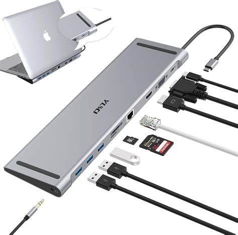 Buy YLSCI 10 in 1 Laptop Docking Station, USB C Docking Station with 4K ...