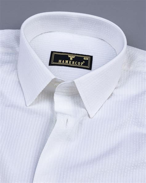 White Self Stripe Seersucker Dobby Cotton Shirt – Hamercop