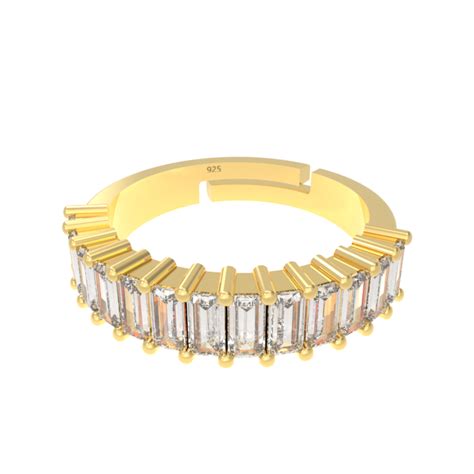 Baguette Cut Half Eternity Band, Hallmarked 925 Sterling Silver – sitabo