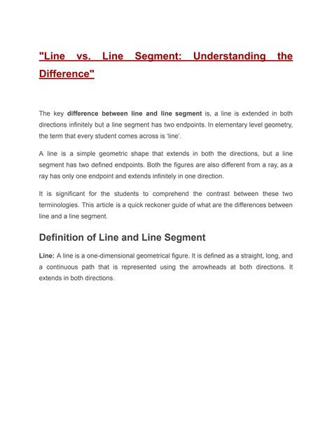 SOLUTION: Line vs line segment understanding the difference - Studypool