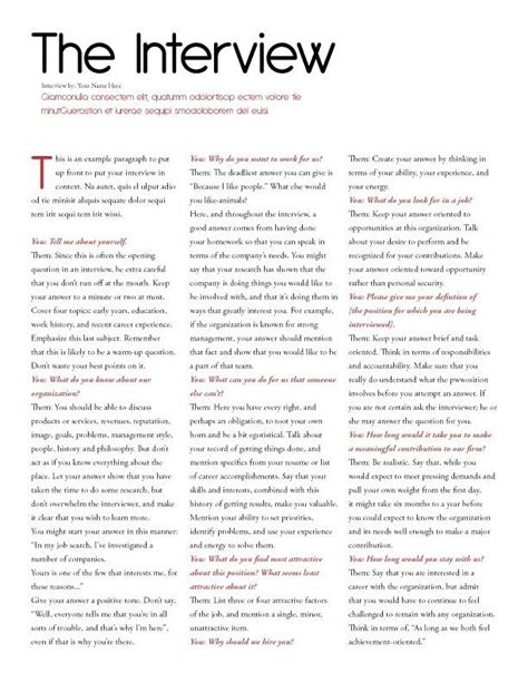 Interview Article for Magazine Example 的图像结果