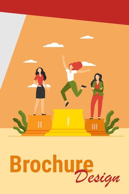 Drie leiders staan op het podium. Winnaar viert succes, tweede en derde ...