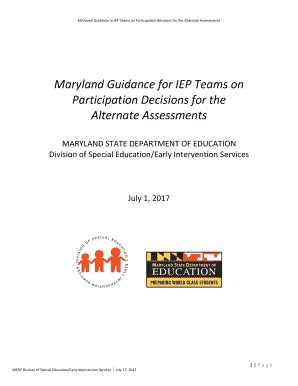 Fillable Online Maryland Guidance to IEP Teams on Participation ...
