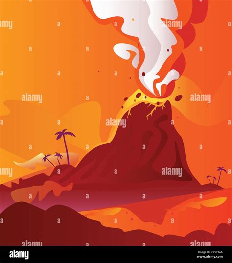 Vector Illustration of volcano eruption Stock Vector Image & Art - Alamy