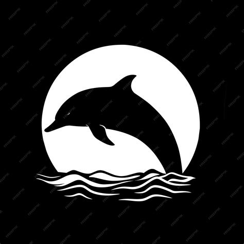 Premium Vector | Black and white illustration design of dolphins and ...