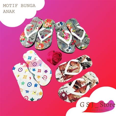 Jual Sandal Jepit Anak Sandal AMX Motif Bunga Annak-Sandal Anak ...