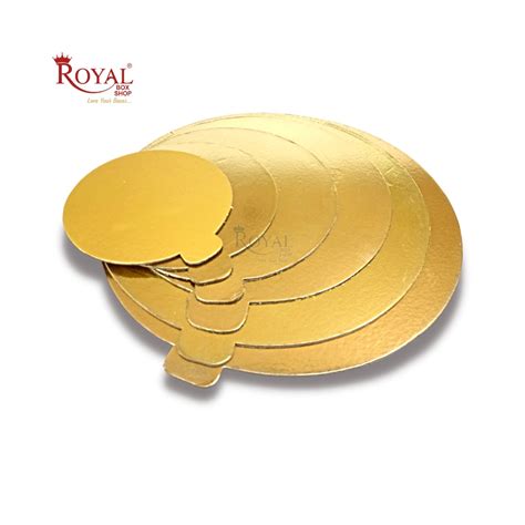 Buy Cake Base Board with Handle - Round Shape - Golden – Royal Box Shop