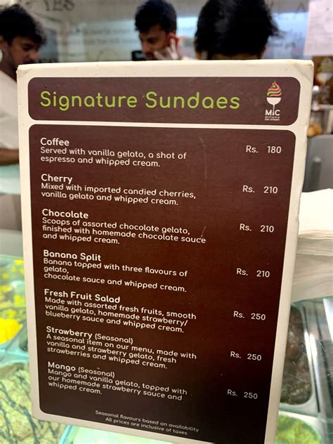 Menu at Milano Ice Cream - Indiranagar, Bengaluru