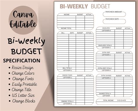 Free Printable Bi Weekly Budget Template | Rossy Printable
