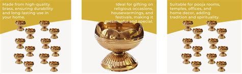 Buy CraftVatika Brass Lotus Diya for Puja Set of 12 - Lotus Flower Diya ...