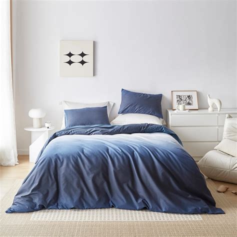 Amazon.com: SUSYBAO Blue Duvet Cover Queen 100% Cotton 3 Pcs Set 1 Blue ...