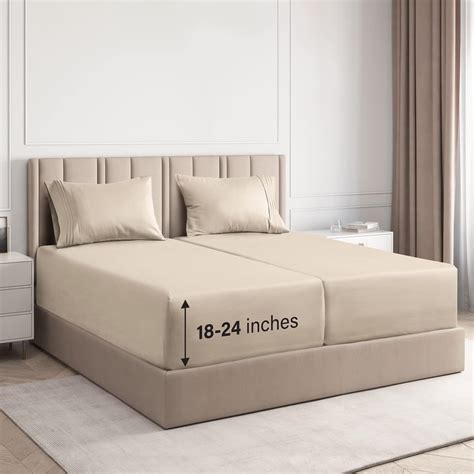 Amazon.com: Extra Deep Pocket Sheets - 5 Piece Sheet Set - Split King ...