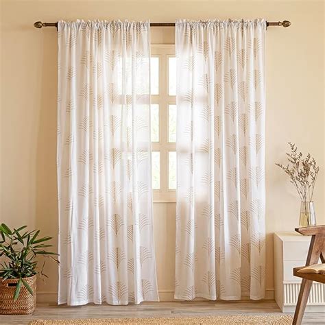Buy HOMEMONDE Sheer Cotton Curtains 9 Feet Long Door - Luxury Gold ...