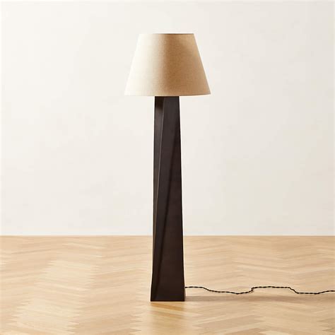 Bruna Walnut Wood and Linen Modern Floor Lamp | CB2 Canada