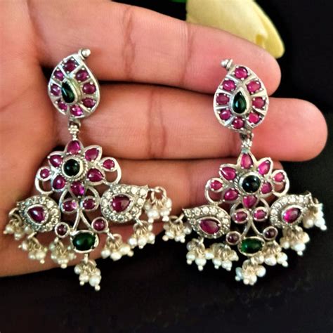 Handmade Pure Silver Oxidized Mango Dangle Earrings – Enumu