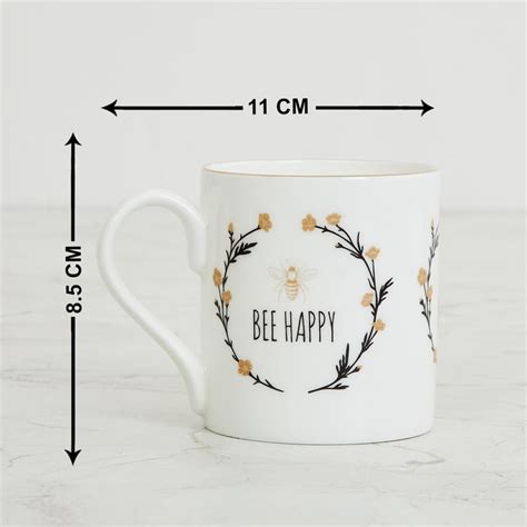 Buy Get The Look-Honeybee White Printed Bone China Mug - 8.5 x 11 cm ...