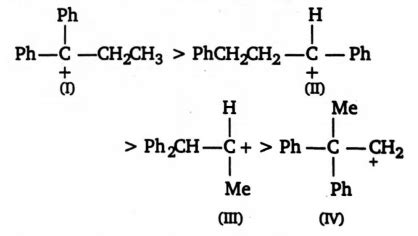 Among the following carbocations: Ph2 C+CH2 Me (I), ph CH2 CH2 CH+ Ph ...