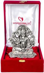 INTERNATIONAL GIFT Silver Panch Mukhi Bajrang Bali/Hanuman Idol With ...