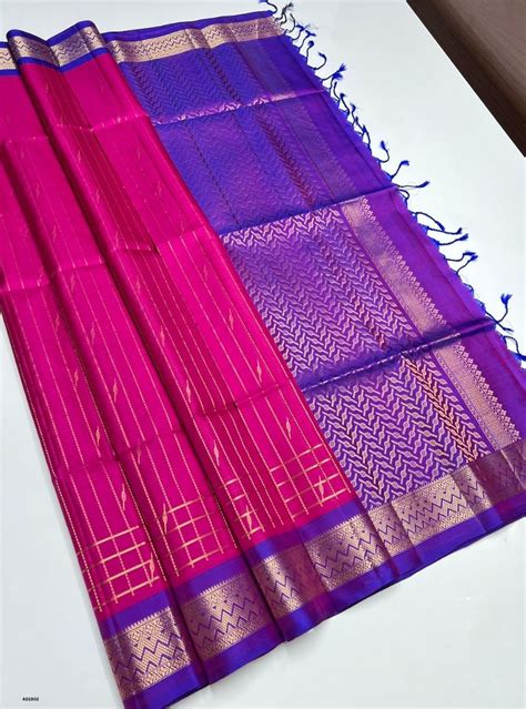 Pink & Dual Tone Blue - Soft Silk Saree