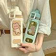 WEZOSHINET Kawaii Water Bottle With Straw, 3D Stickers Cute Aesthetic ...