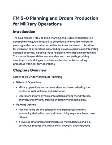 FM 5-0: Comprehensive Guide to Military Planning and Orders Production ...