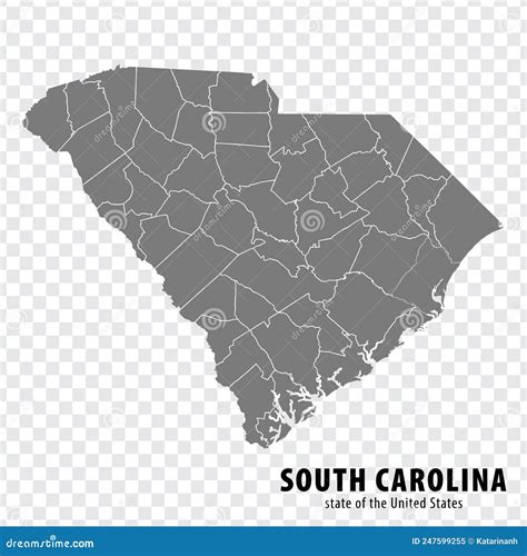 State South Carolina Map on Transparent Background. Blank Map of South ...