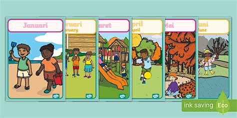 Months of the Year with Seasons Display Posters Indonesian