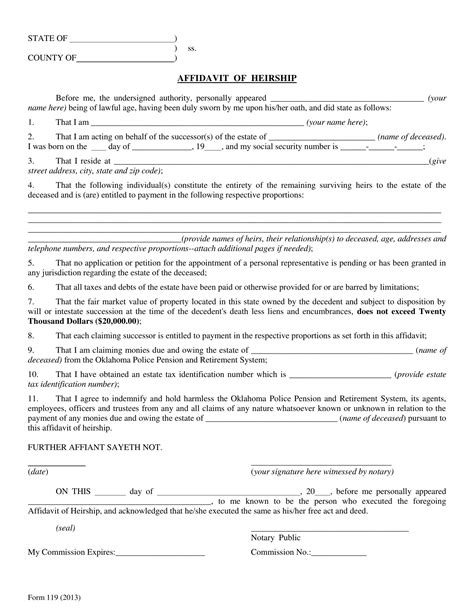Affidavid Of Heirship Form ≡ Fill Out Printable PDF Forms Online