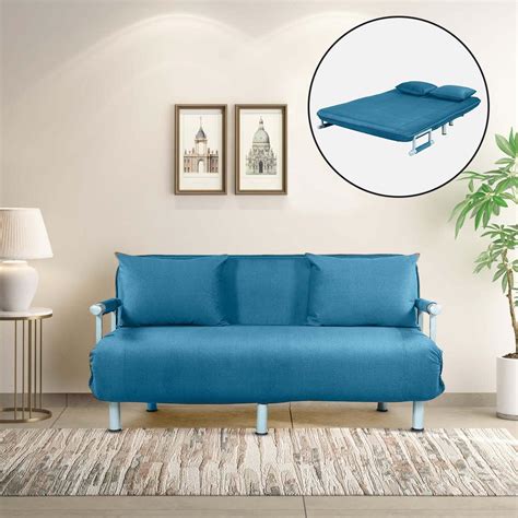 Royal Interiors 3 Seater Foldable Sofa with Armrests and Cushion ...