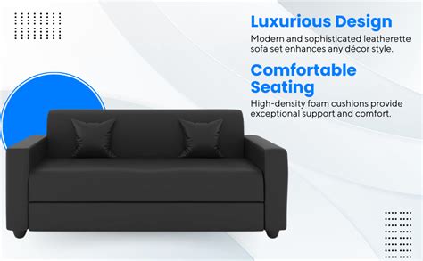 WESTIDO Emporio Leatherette 3 + 1 + 1 Sofa Set (Black, DIY(Do-It ...