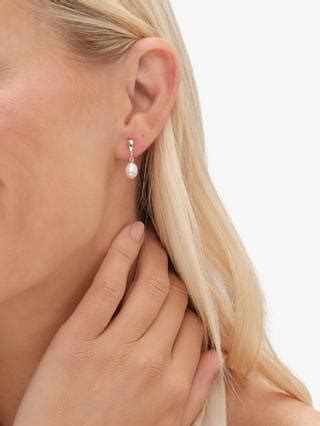 Simply Silver Polished and Pearl Drop Stud Earrings, Silver