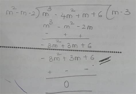 divide :(m³-4m²+m+6) by (m²-m-2) - Brainly.in