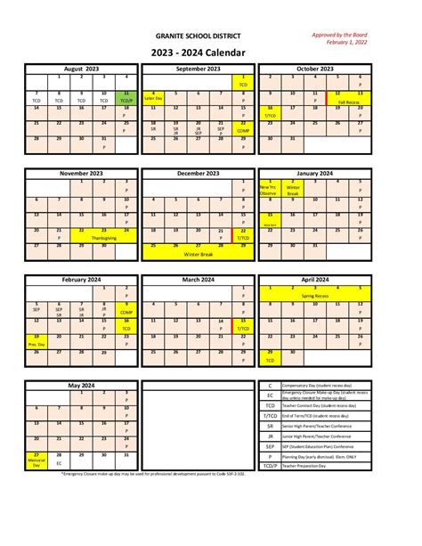 Granite School District Calendar Holidays 2023-2024