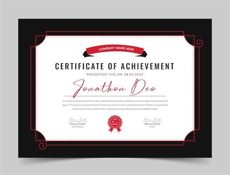 Certificado vermelho de agradecimento Certificado moderno limpo com ...