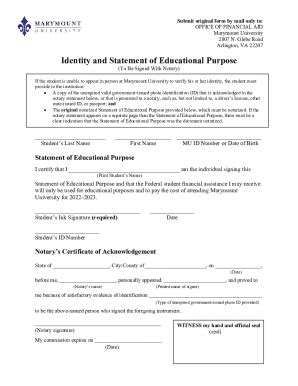 Fillable Online Statement of Ed. Purpose Form with Notary.docx Fax ...