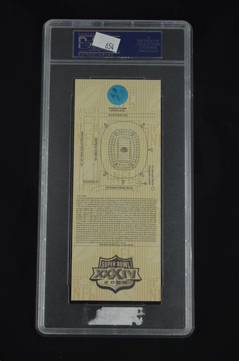 Lot Detail - Super Bowl XXXIV 2000 Full Ticket PSA 8 Gold