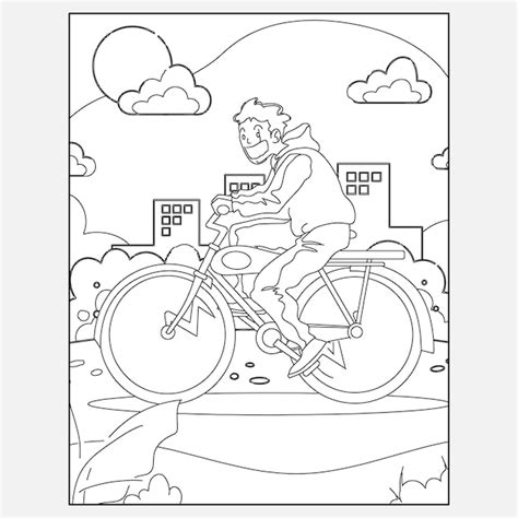Printable bicycle coloring pages for kids | Premium Vector