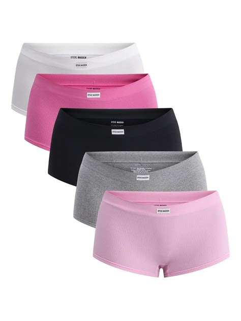 Steve Madden Women's Seamless Boyshort Panties, 5-Pack, Sizes S-XL ...