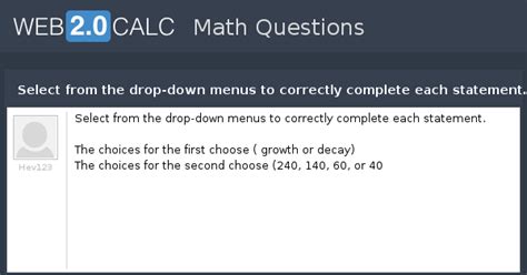 View question - Select from the drop-down menus to correctly complete ...