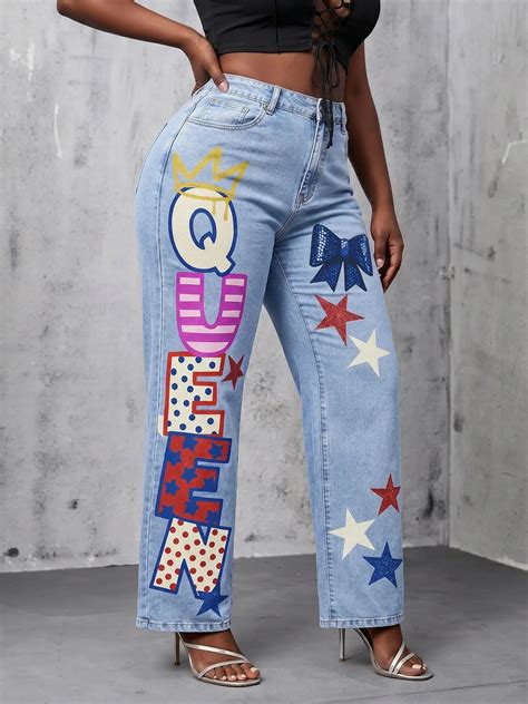Jeanius Women's High Waist Wide Leg Denim Jeans, Medium Stretch Light ...