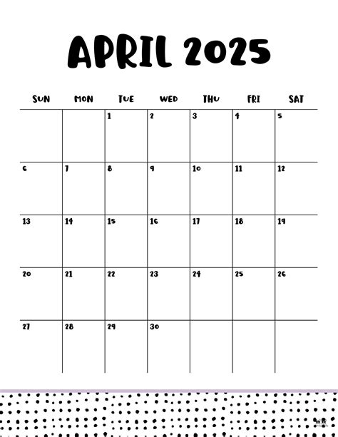 Printable April Calendar 2025