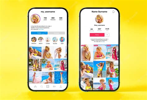 Premium Photo | Sample user profiles and content on two different ...