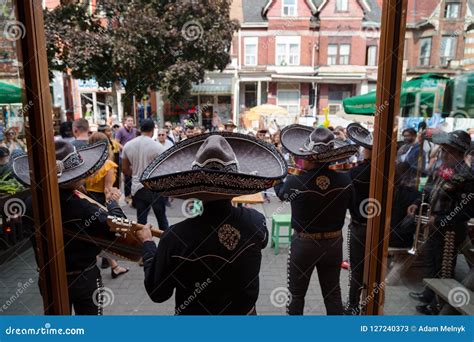 TORONTO, on, CANADA - JULY 29, 2018: a Mariachi Band Plays in Front of ...