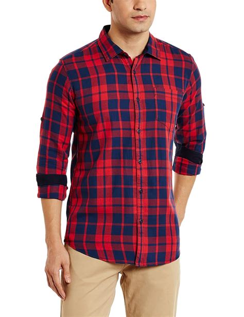 Buy Highlander Men's Checkered Slim Fit Cotton Casual Shirt (HLSH009173 ...