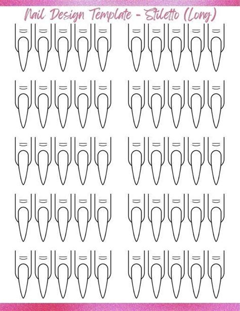 Free Printable Nail Art Template - Stiletto | Printable nail art ...