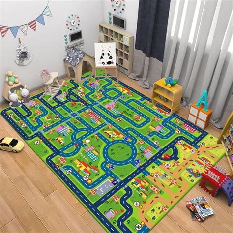 Amazon.com: POWBAG Road Rug for Kids, Large Kids Playmat Car Area Rug for Driving Toy Cars On ...