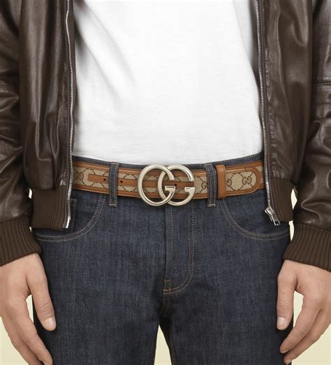Gucci Original Gg Canvas Belt with Double G Buckle in Natural for Men - Lyst