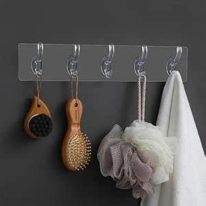 Tagve Transparent Wall Hooks Strong Self Adhesive for Hanging On The ...
