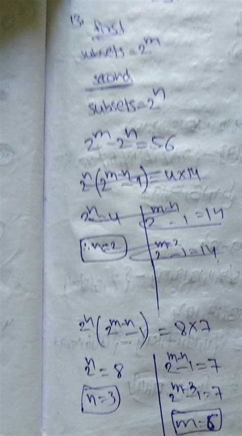 Two finite sets have m and n elements the total number of subsets of ...